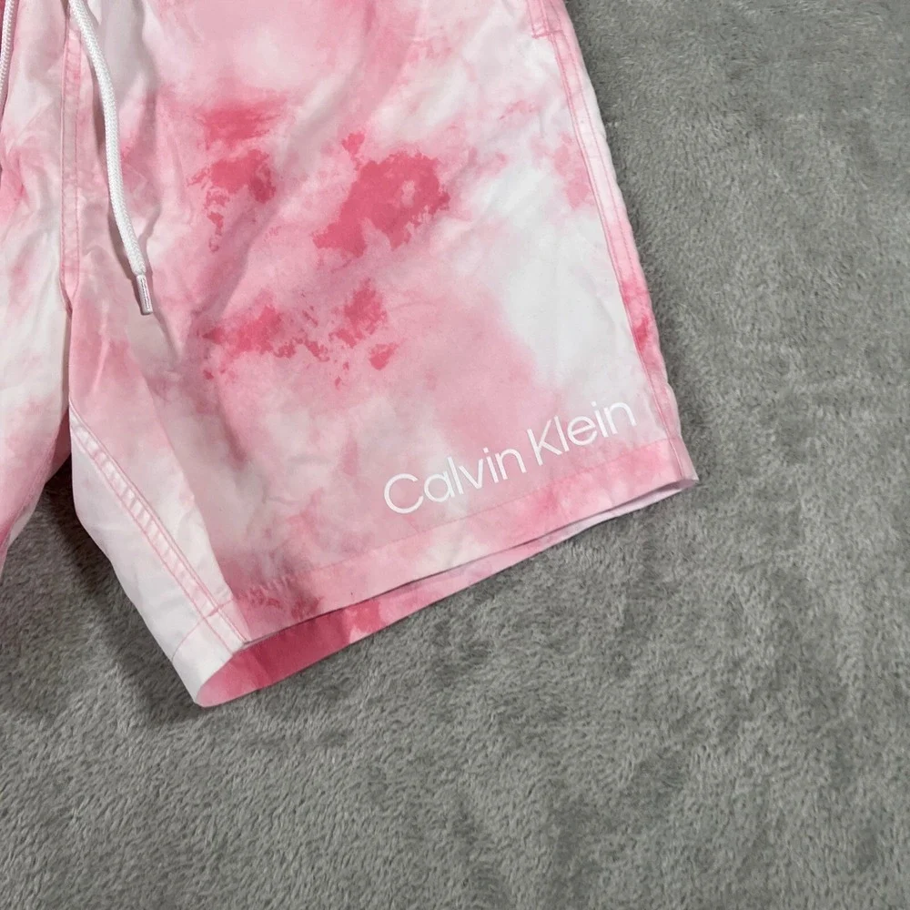 Calvin Klein Swim Trunks Mens Medium Pink Tie Dye‎ 7